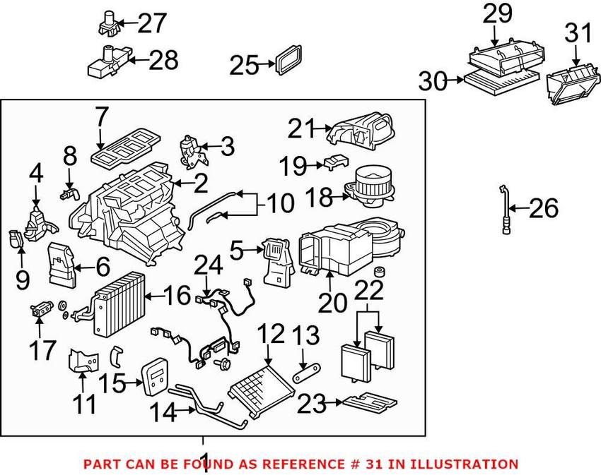 Mercedes Cabin Air Filter Housing - Lower 2038303203